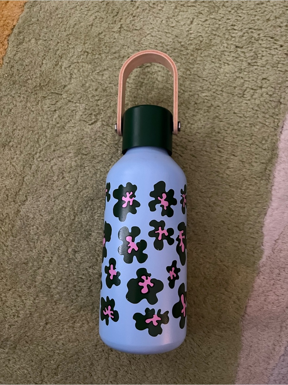 Ikea x Marimekko Stainless Steel Travel Water Bottle Flowers Wooden Handle